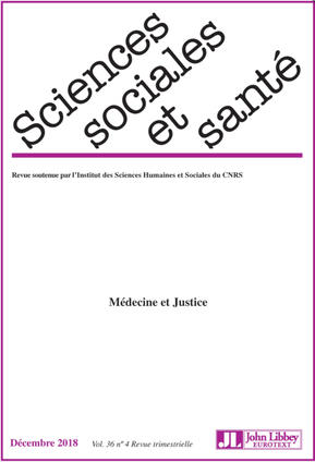 Médecine et justice, n°36 (4) de Sciences sociales et santé – couverture